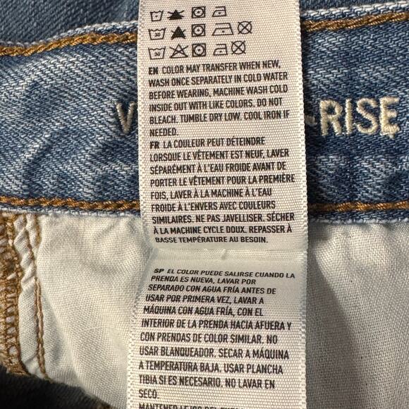 American Eagle SZ 6 Vintage Hi-Rise Ankle Jeans Button-Fly 2-Tone Frayed Pockets - Picture 11 of 11